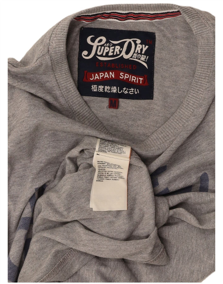 Męski T-shirt SUPERDRY z grafiką, średni szary poliester