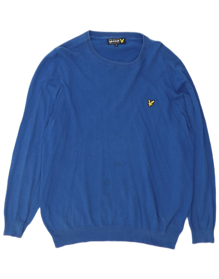 Męski sweter z okrągłym dekoltem LYLE & SCOTT XL, niebieski, bawełniany