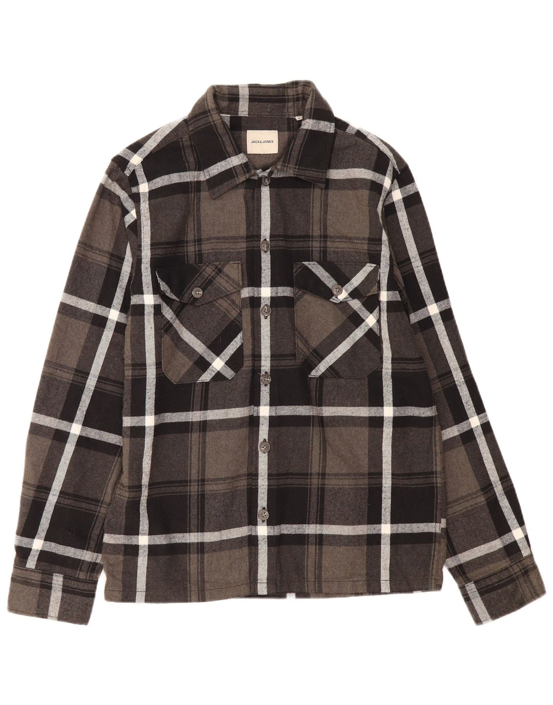 Męska koszula flanelowa Jack & Jones w małą szarą kratę, bawełniana