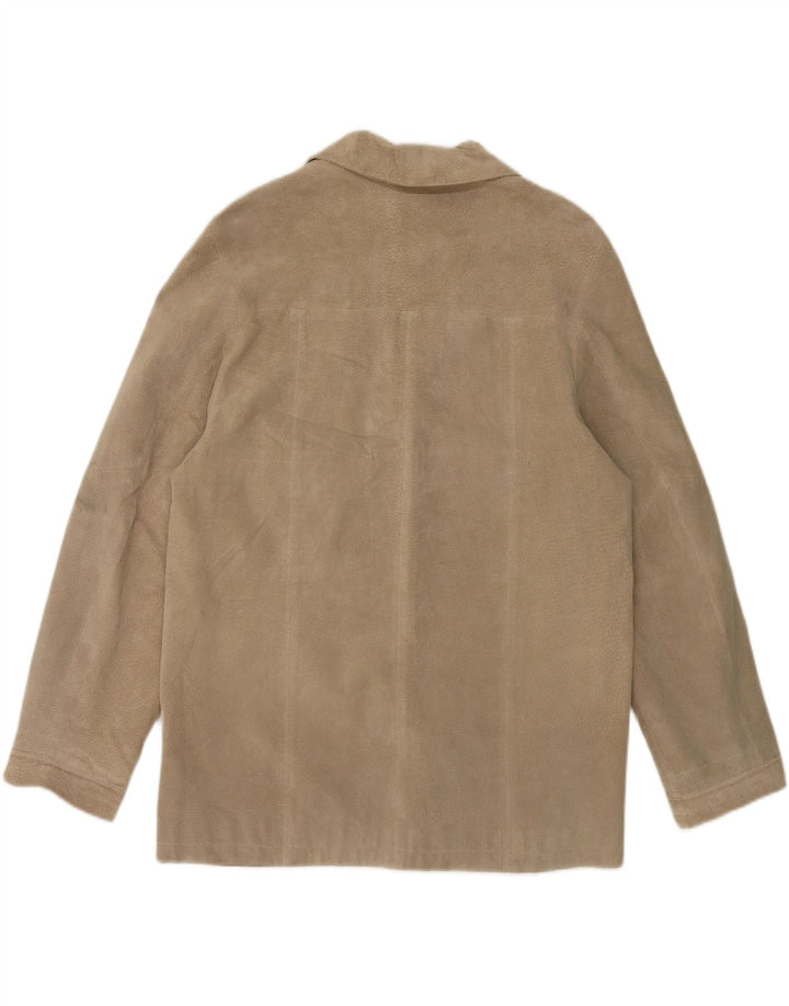 COLLECTION Womens Oversized Suede Jacket UK 10 Small  Beige Leather