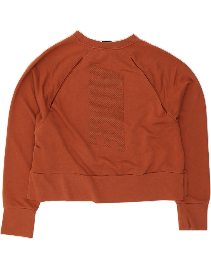 NIKE Womens Dri Fit Crop Sweatshirt Jumper UK 14 Medium Orange Vintage Nike and Second-Hand Nike from Messina Hembry 