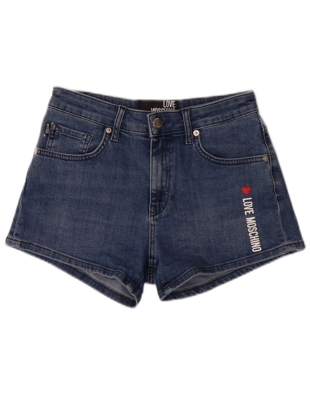 Damskie spodenki jeansowe Moschino Graphic W28 Średni niebieski, bawełniany