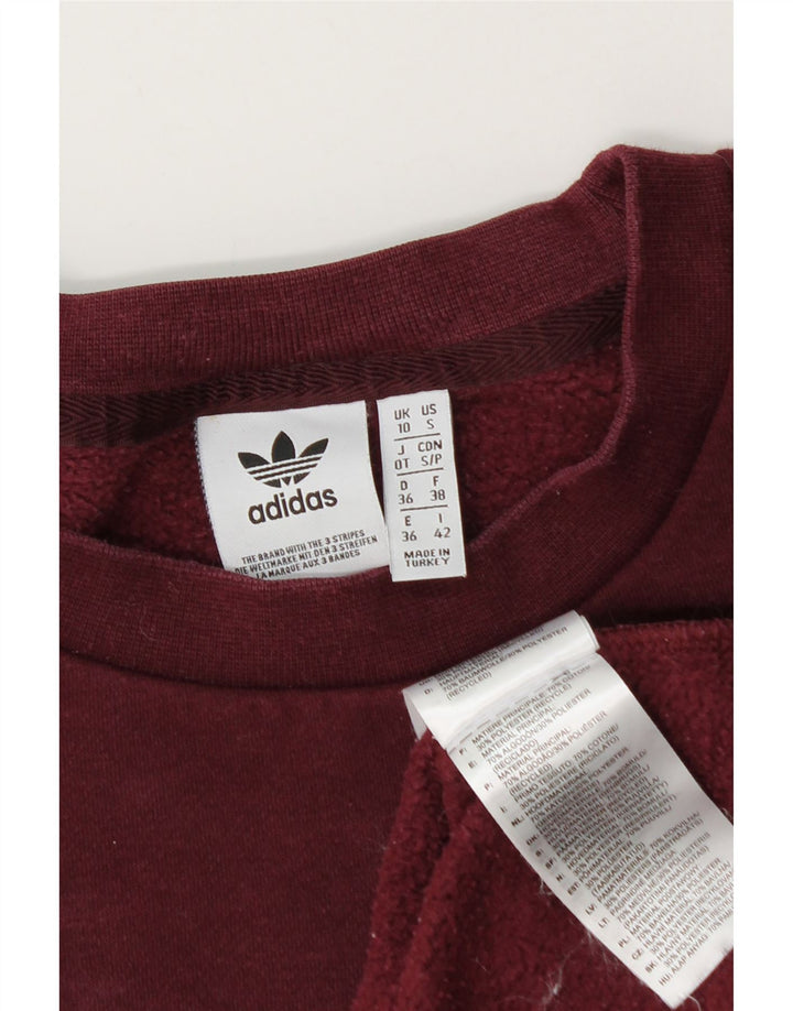 Damska bluza oversize Adidas Jumper UK 10 Small Burgundowa bawełna