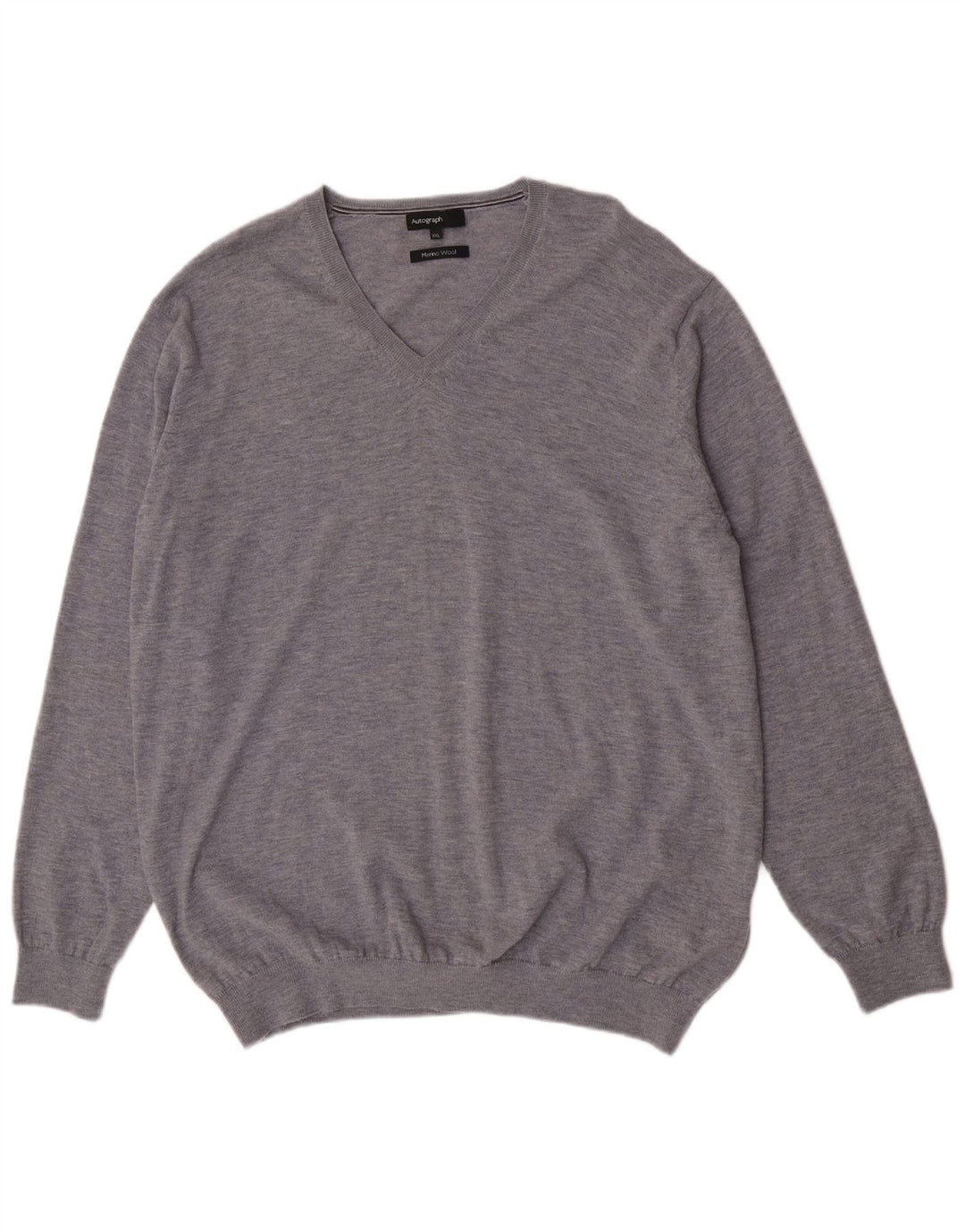Marks & Spencer Męski sweter z autografem i dekoltem w kształcie litery V, 2XL, szara wełna