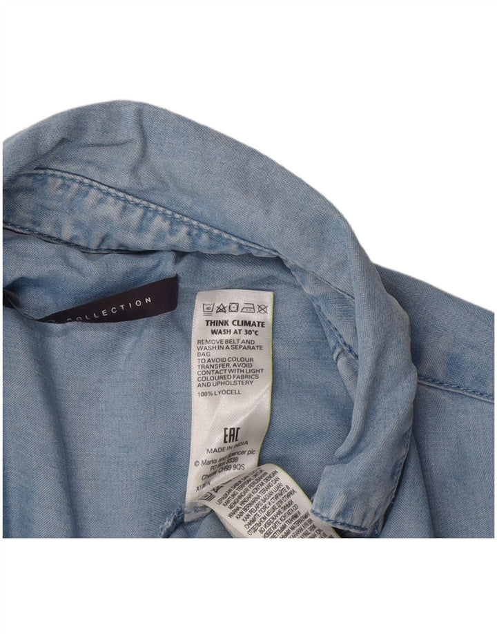 Marks & Spencer Damska sukienka koszulowa oversize z krótkim rękawem UK 8, mała niebieska