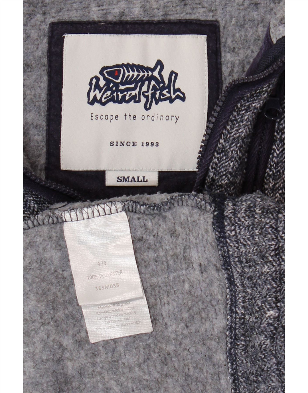 Męska bluza z zamkiem błyskawicznym WEIRD FISH, mała, granatowa, w jodełkę