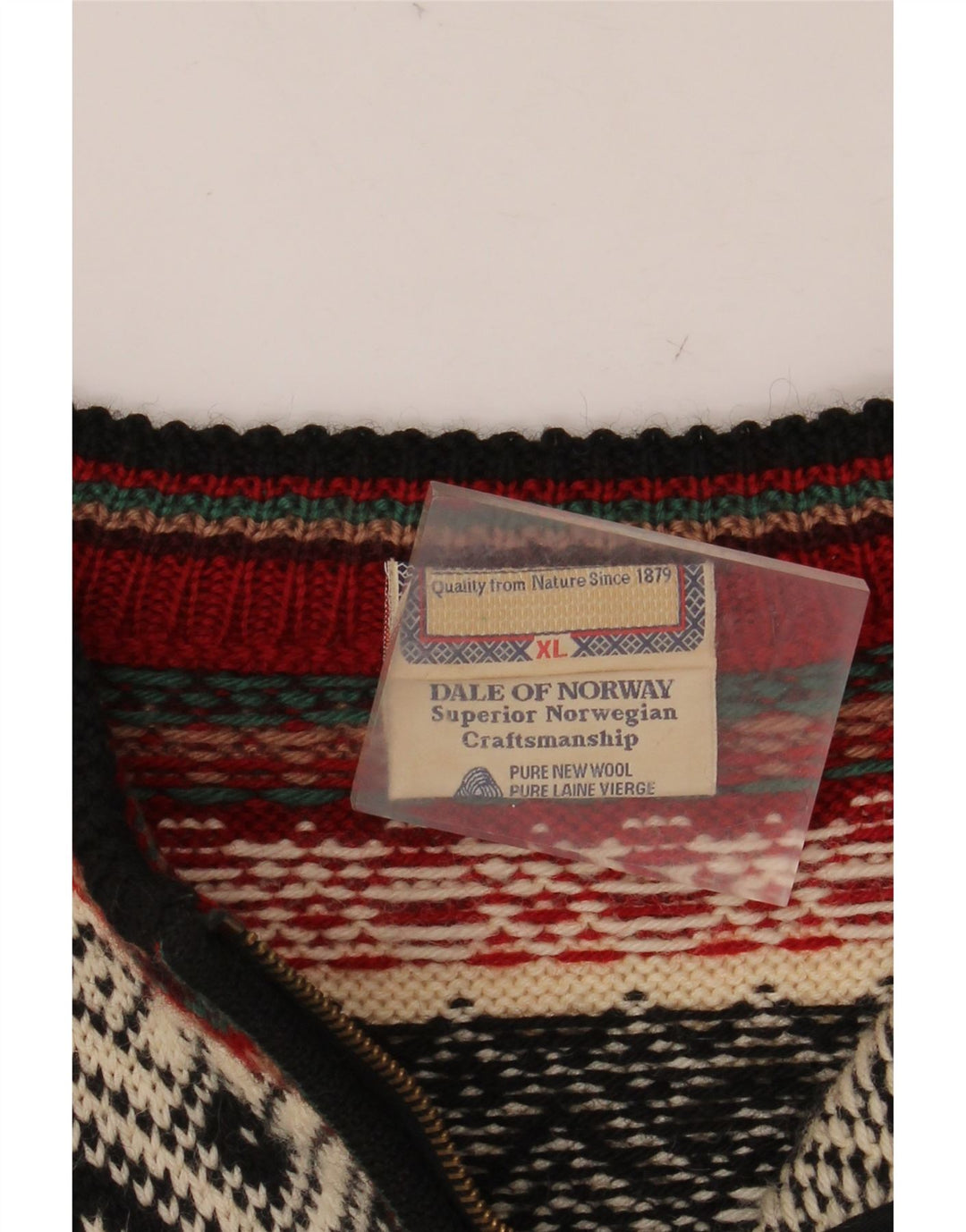 Męski sweter z zamkiem błyskawicznym DALE OF NORWAY XL w kolorze złamanej bieli Fair Isle