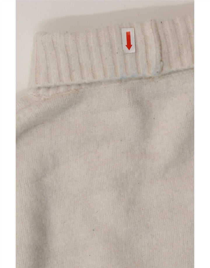 Damski sweter oversize Zara z wywijanym dekoltem UK 10, mały, biały, akrylowy