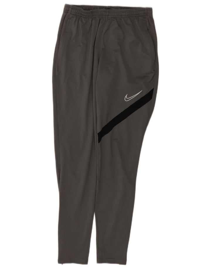 Męskie spodnie dresowe Nike Dri Fit, małe, szare, z blokami kolorów, poliestrowe