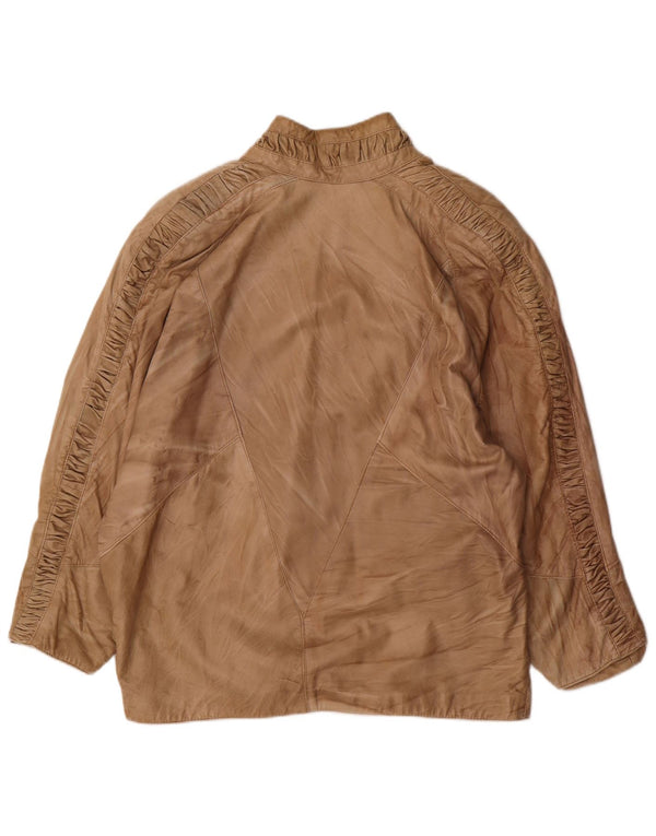 Vintage damska kurtka skórzana oversize UK 18 XL beżowa