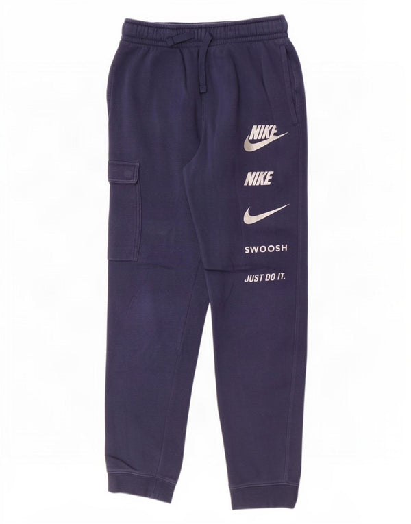 Nike Boys Swoosh Graphic Tracksuit Trousers Joggers 12-13 Years Large Blue
