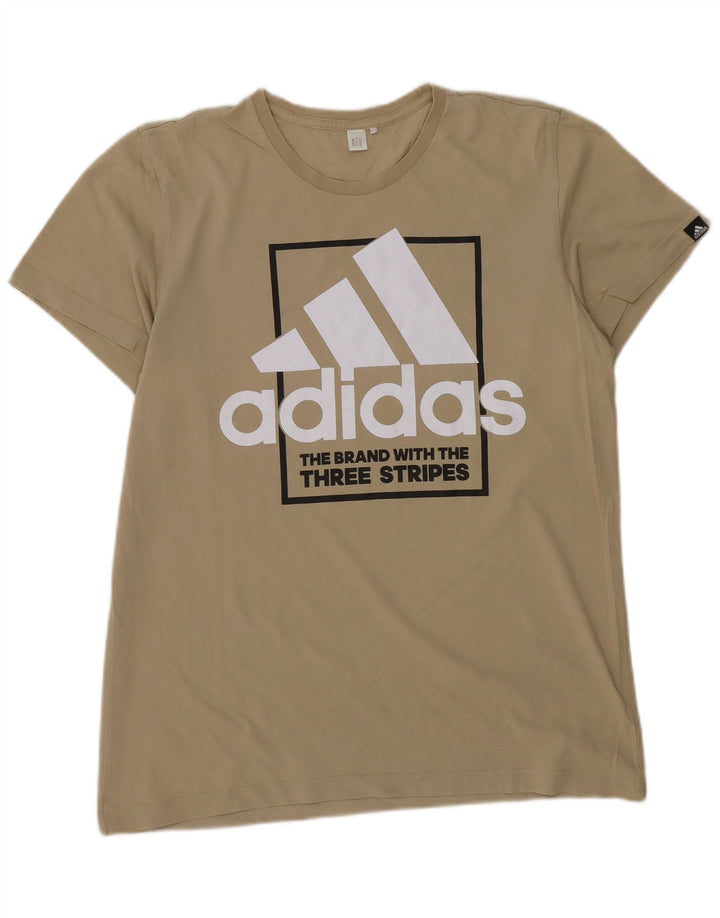Adidas Męski T-shirt z grafiką Top, duży, beżowy