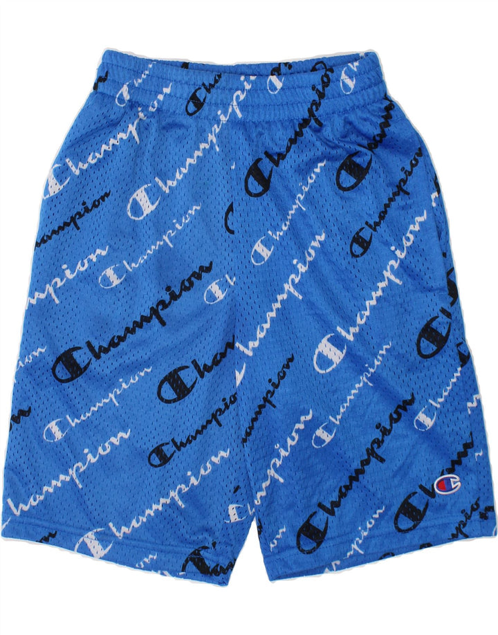CHAMPION Boys Graphic Sport Shorts 9-10 Years Medium  Blue Polyester Vintage Champion and Second-Hand Champion from Messina Hembry 