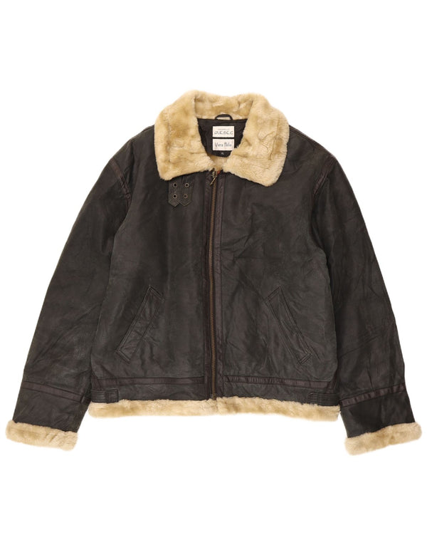 Męska kurtka Shearling Quebec UK 42 XL Czarna skóra