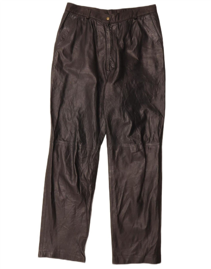 Vintage damskie proste skórzane spodnie W29 L30 czarne