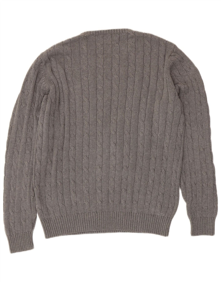 Męski sweter Marks & Spencer Blue Harbor z okrągłym dekoltem, duży, szary