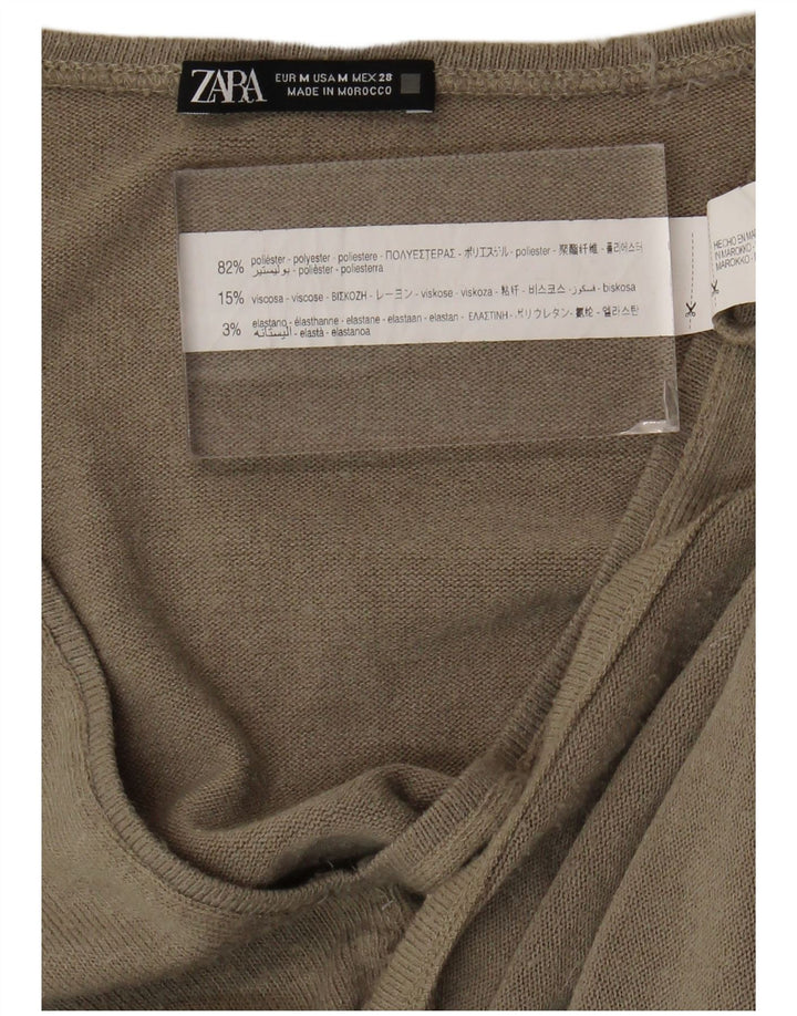 Damski top oversize Zara z długim rękawem, UK 12, średni beżowy poliester