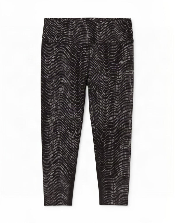 Damskie legginsy Nike Dri Fit Abstrakcyjny wzór Capri UK 8 Mały czarny nylon