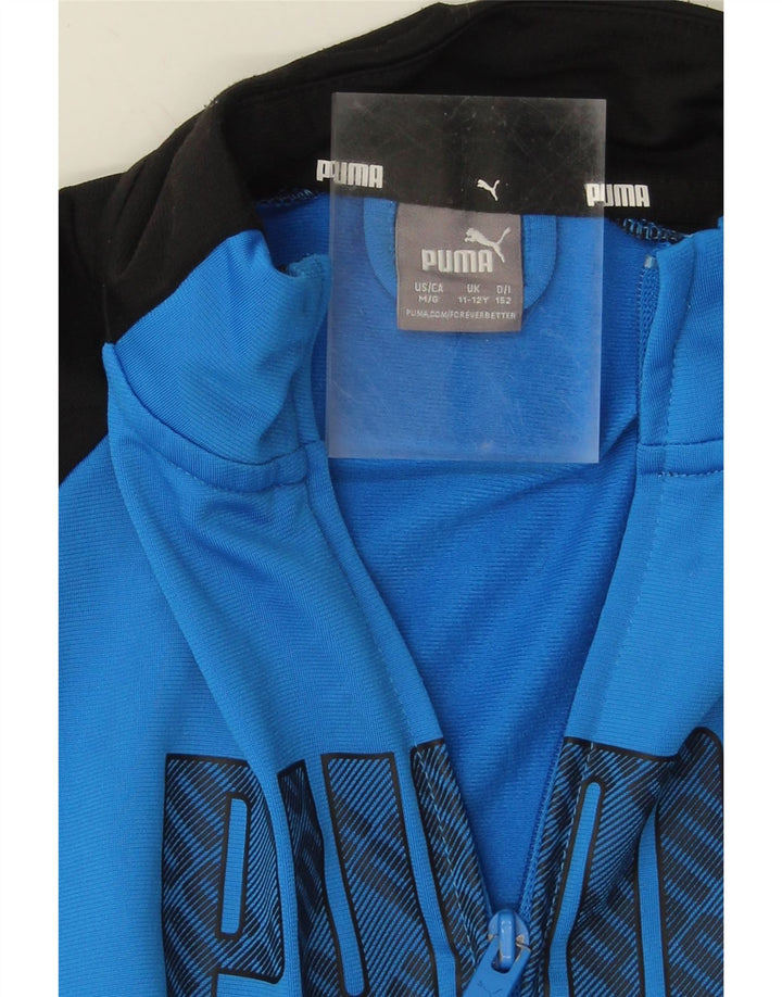 PUMA Boys Graphic Tracksuit Top Jacket 11-12 Years Blue Colourblock Vintage Puma and Second-Hand Puma from Messina Hembry 