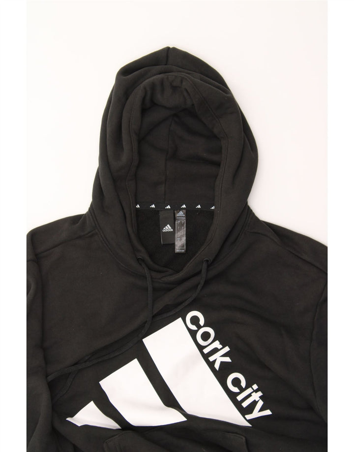 ADIDAS Mens Graphic Hoodie Jumper Large Black Polyester Vintage Adidas and Second-Hand Adidas from Messina Hembry 