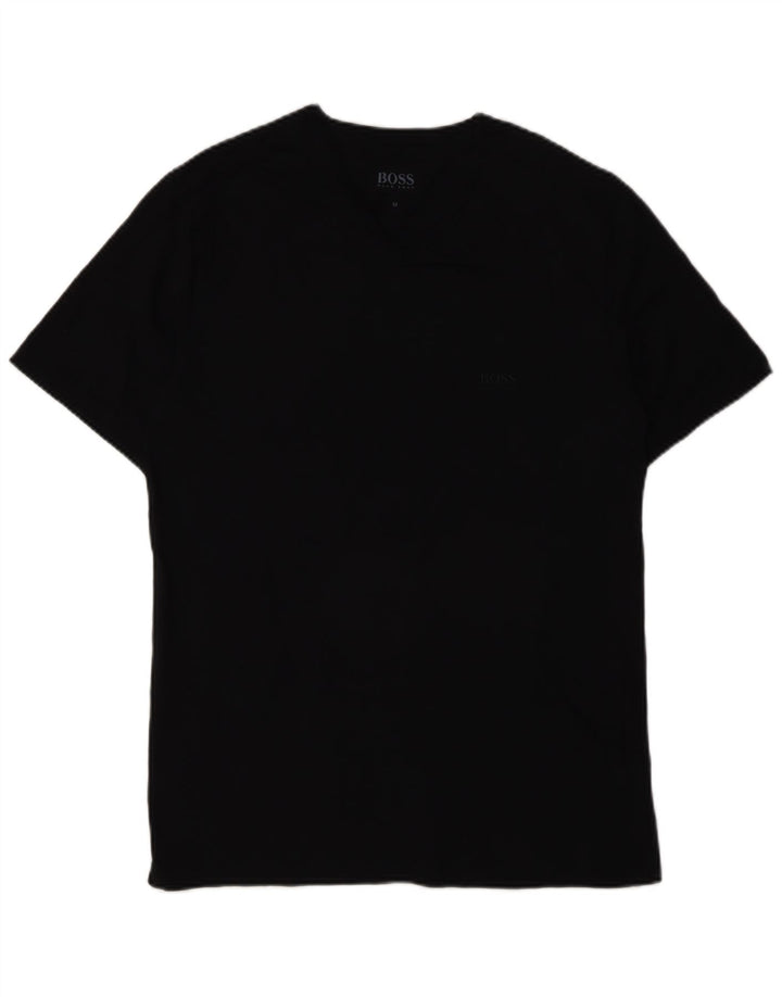 T-shirt męski Hugo Boss, średni czarny, bawełniany