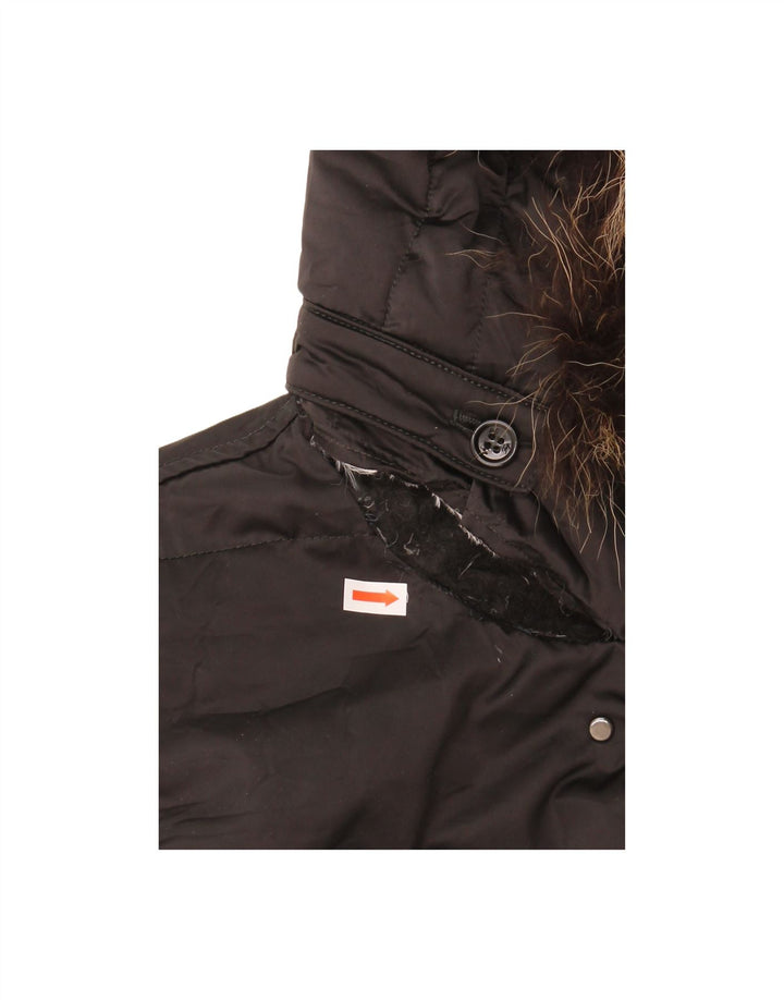 FAY Womens Hooded Padded Jacket UK 16 Large Black Polyester