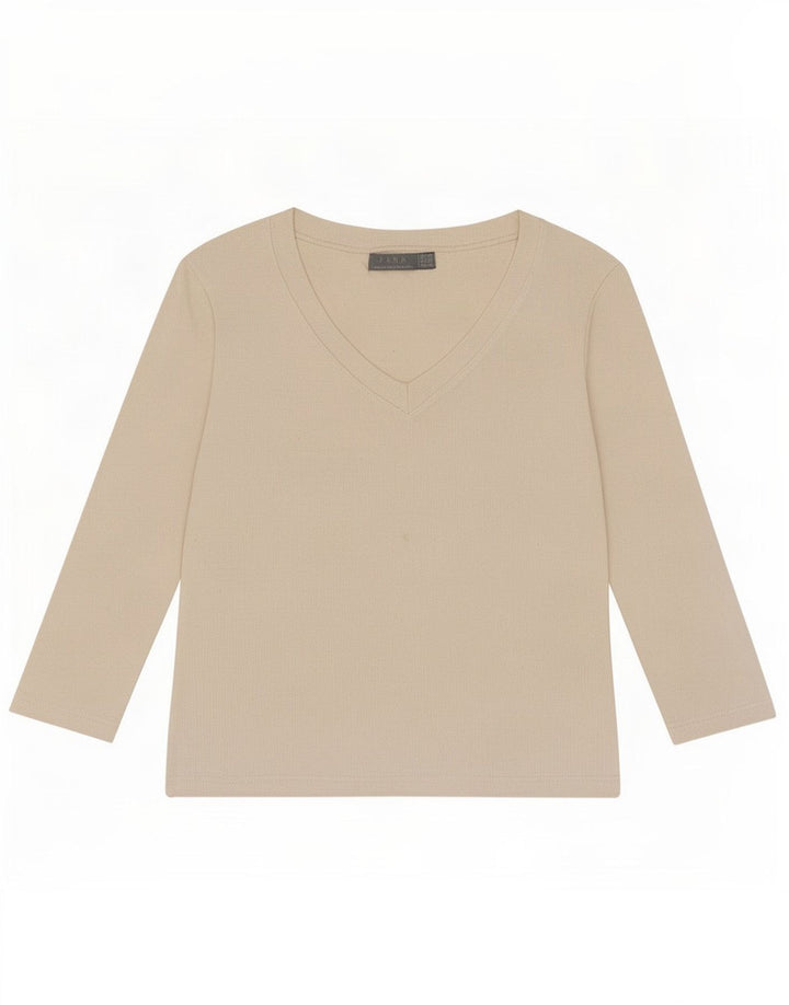 Damski krótki top Zara z rękawem 3/4, UK 12, średni biały