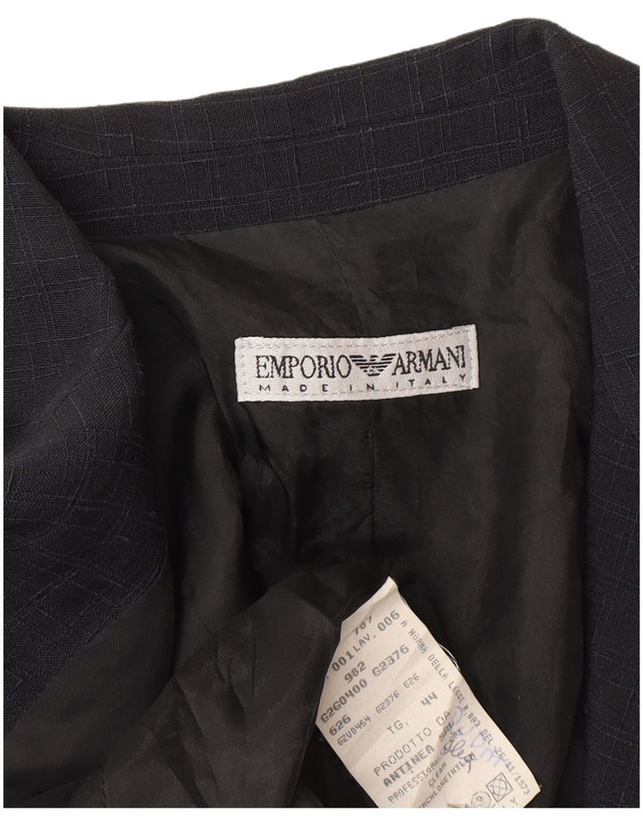 Damska marynarka Emporio Armani zapinana na 1 guzik IT 44 w średnią granatową kratkę