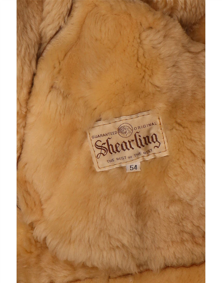 Vintage męska kurtka Shearling IT 54 2XL Brązowa kurtka Shearling