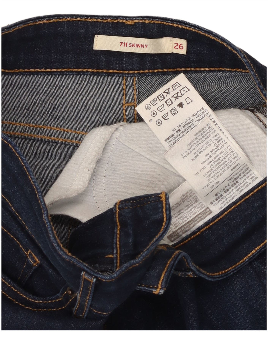 Damskie jeansy LEVI'S 711 Skinny W26 L27 Granatowa bawełna