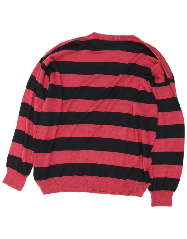Jockey Mens Boat Neck Jumper Sweater IT 56 2XL Pink Striped Silk
