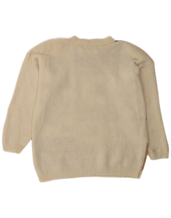 Le Sferruzzate Womens Crew Neck Jumper Sweater UK 16 Large Off White Floral