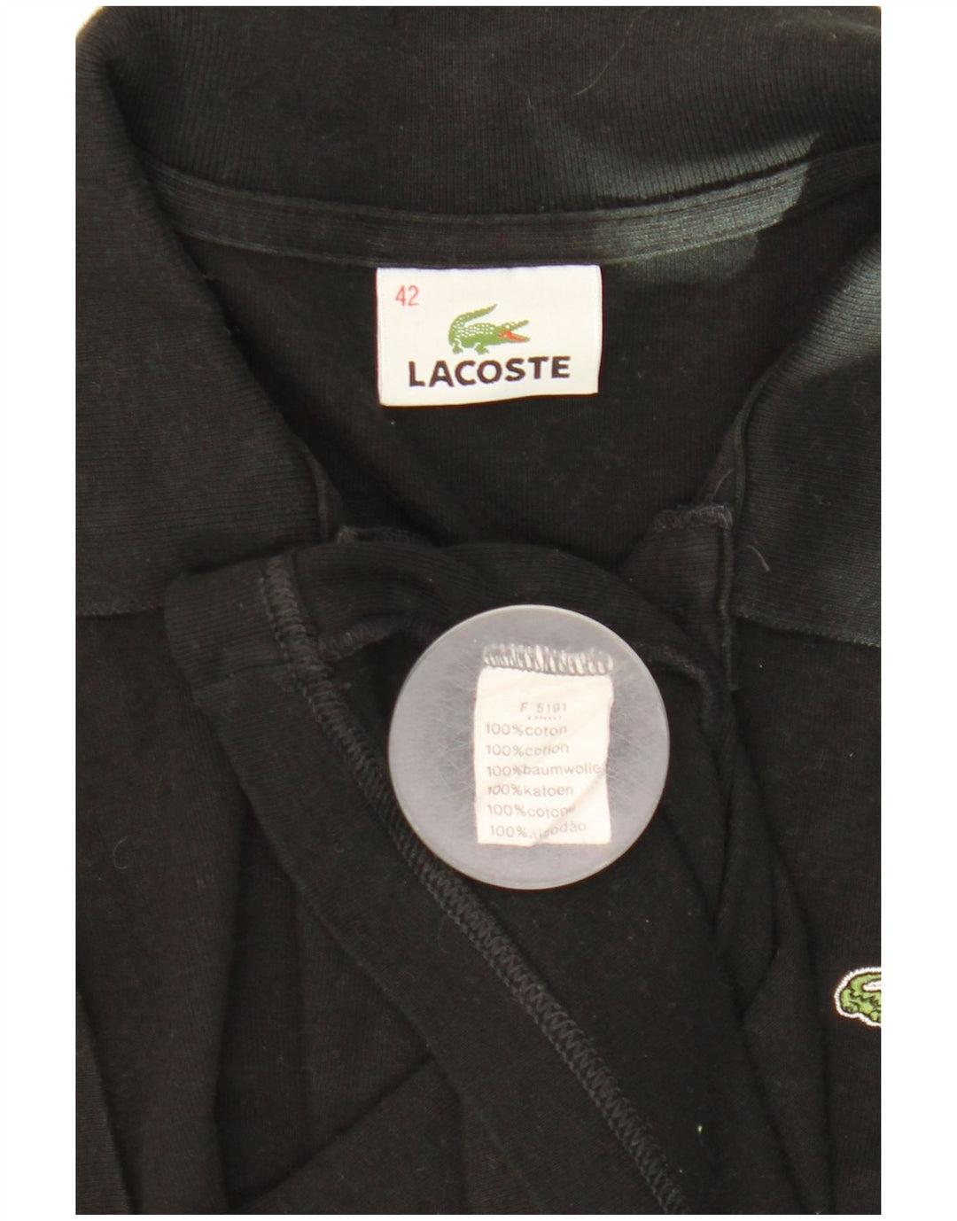 Damska koszulka polo Lacoste, rozmiar 42, duża, czarna, bawełniana