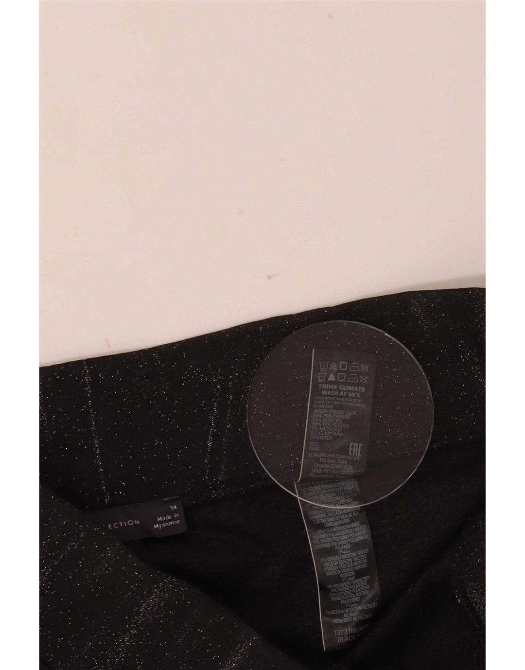 Legginsy damskie Marks & Spencer UK 14, średni, czarny, nakrapiany poliamid