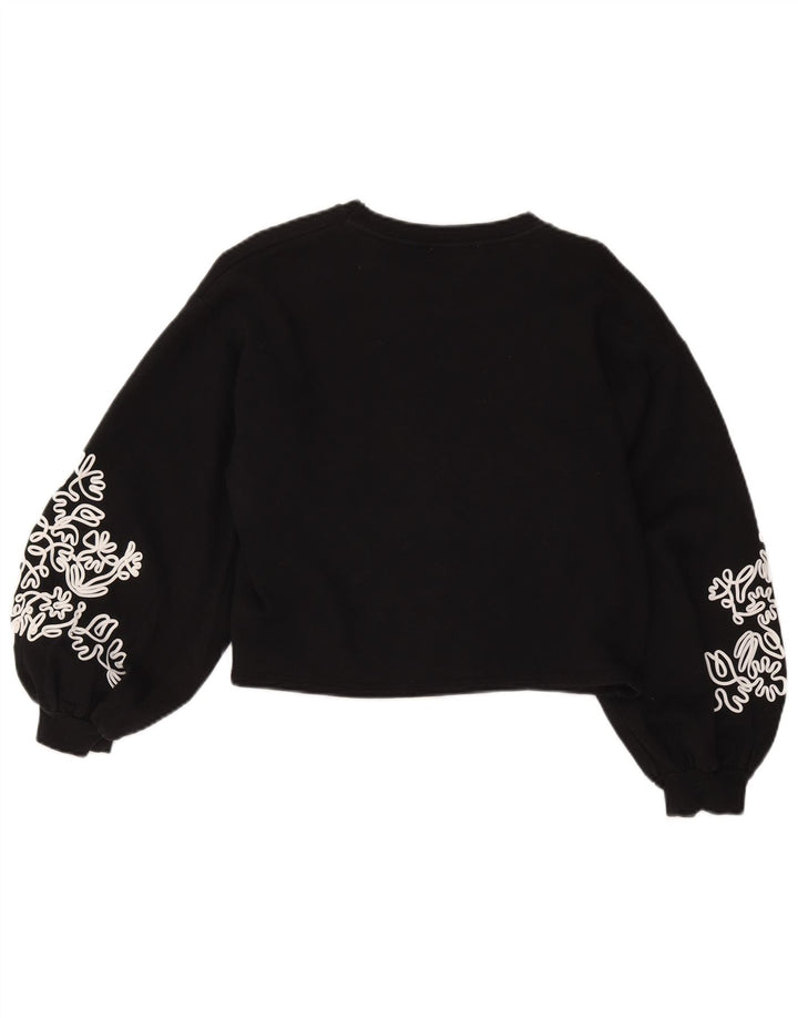Damska bluza oversize Zara Crop UK 10, mała, czarna, w kwiaty