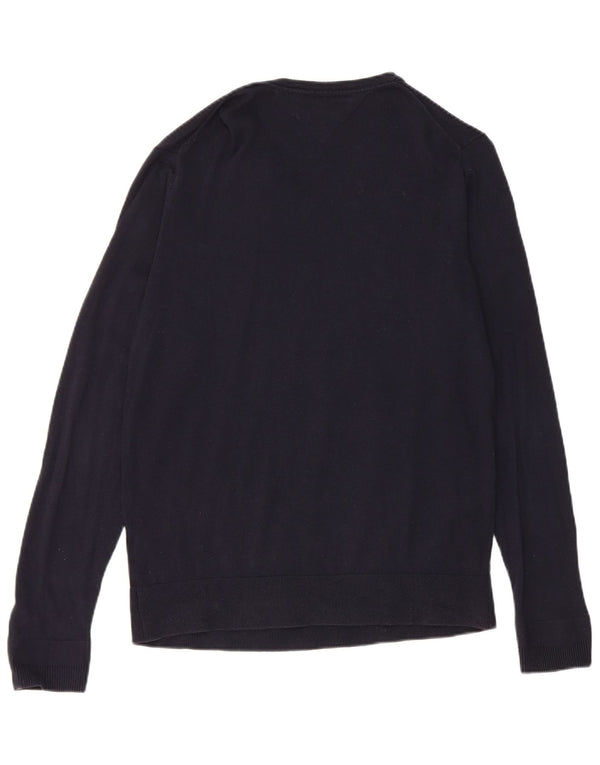 Damski sweter Tommy Hilfiger z dekoltem w kształcie litery V, UK 14, średni granatowy, bawełniany