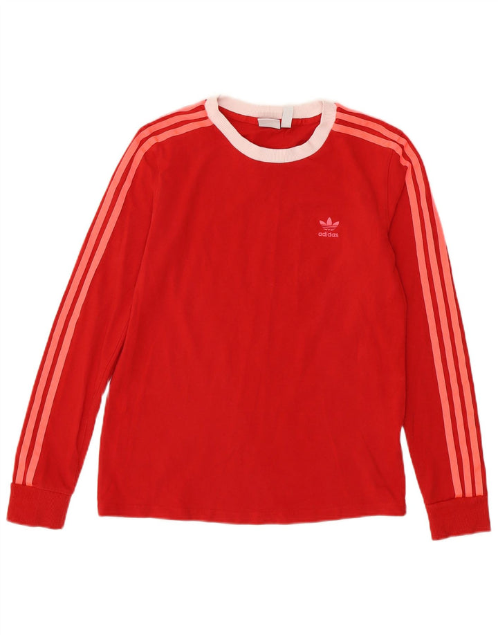 Damski top ADIDAS z długim rękawem, UK 10, mały, czerwony, bawełniany