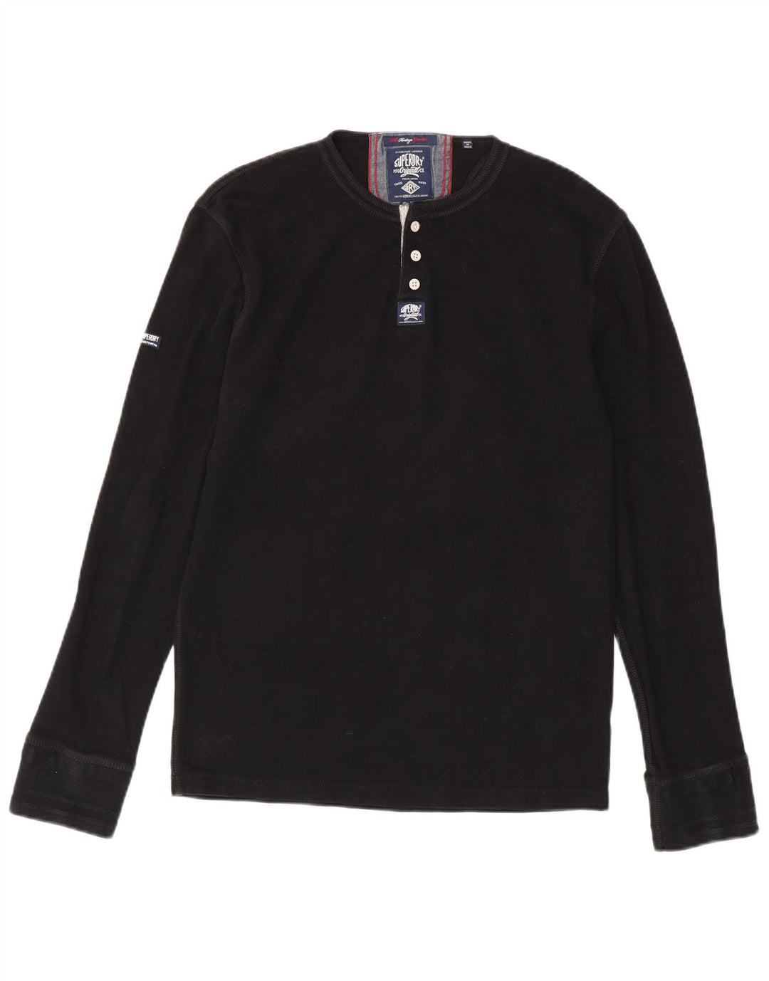 Męski top SUPERDRY Heritage z długim rękawem XL, czarny, bawełniany
