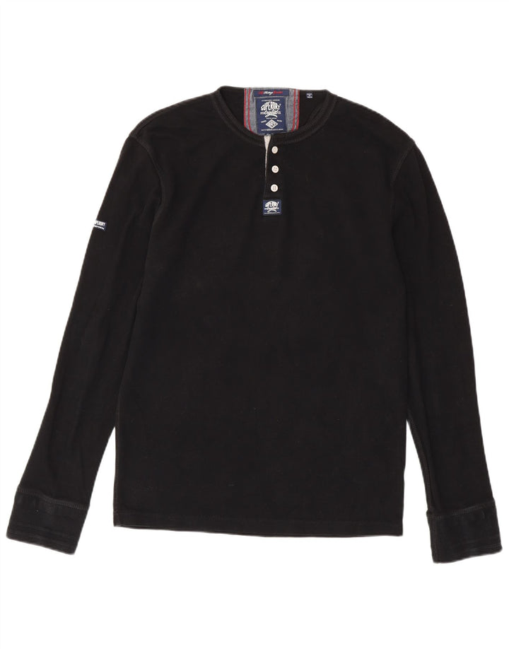 Męski top SUPERDRY Heritage z długim rękawem XL, czarny, bawełniany