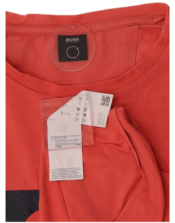 Męska koszulka z grafiką Hugo Boss, średnia różowa bawełna