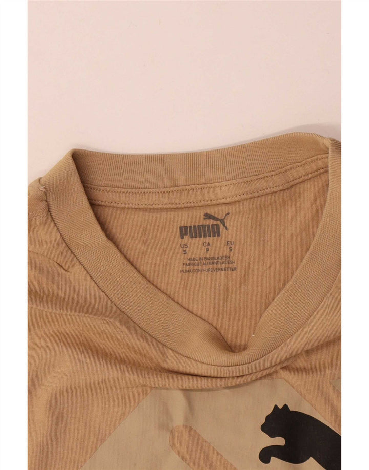 Męski T-shirt z grafiką Puma, mały, beżowy, bawełniany