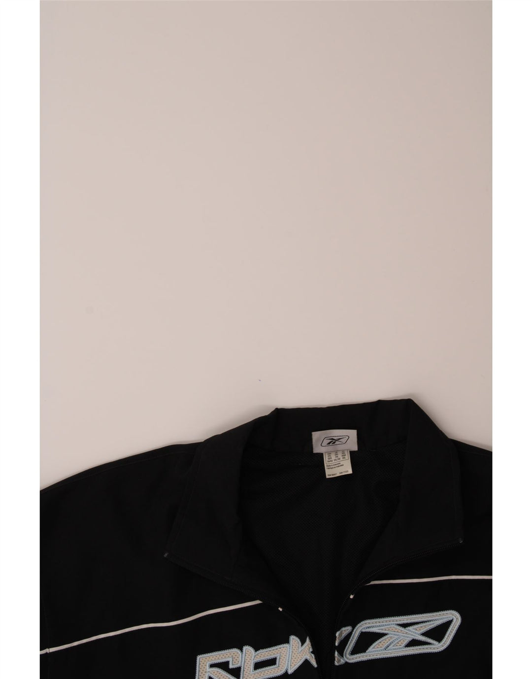 REEBOK Mens Graphic Tracksuit Top Jacket 2XL Black Polyester Vintage Reebok and Second-Hand Reebok from Messina Hembry 