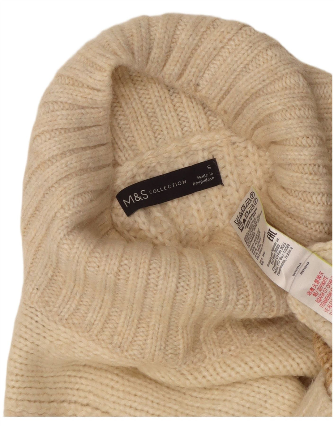 Marks & Spencer Damski sweter z golfem UK 10, mały, w kolorze złamanej bieli