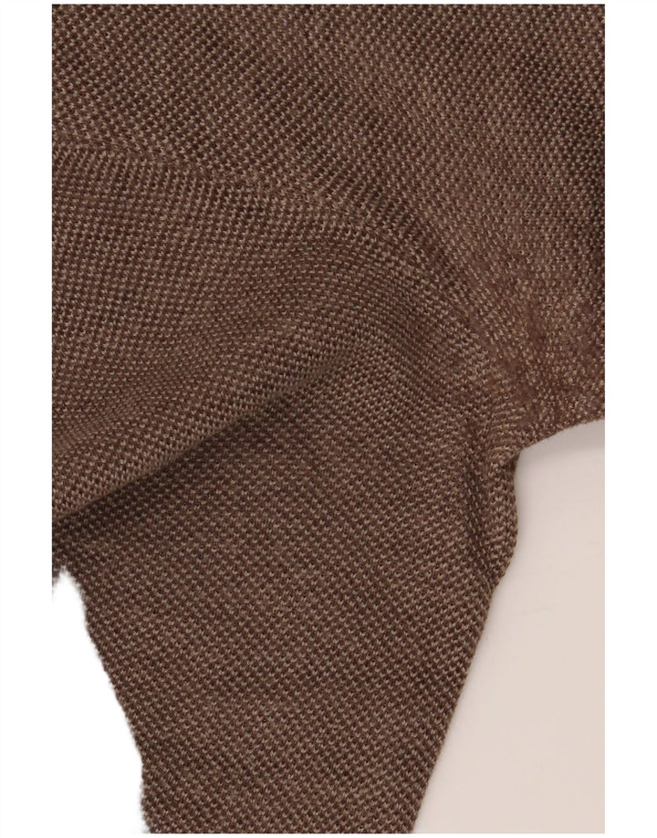 Damski sweter NAVIGARE z dekoltem w kształcie litery V, UK 16, duży, brązowy, wełniany