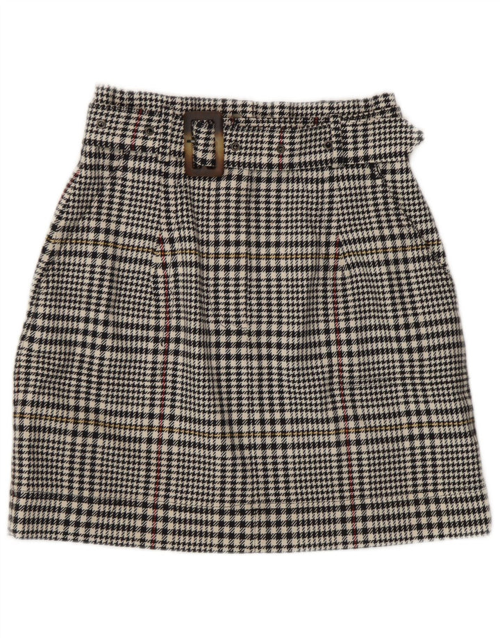 Marks & Spencer Damska spódnica mini UK 8 Small W26 Czarna bawełniana pepitka