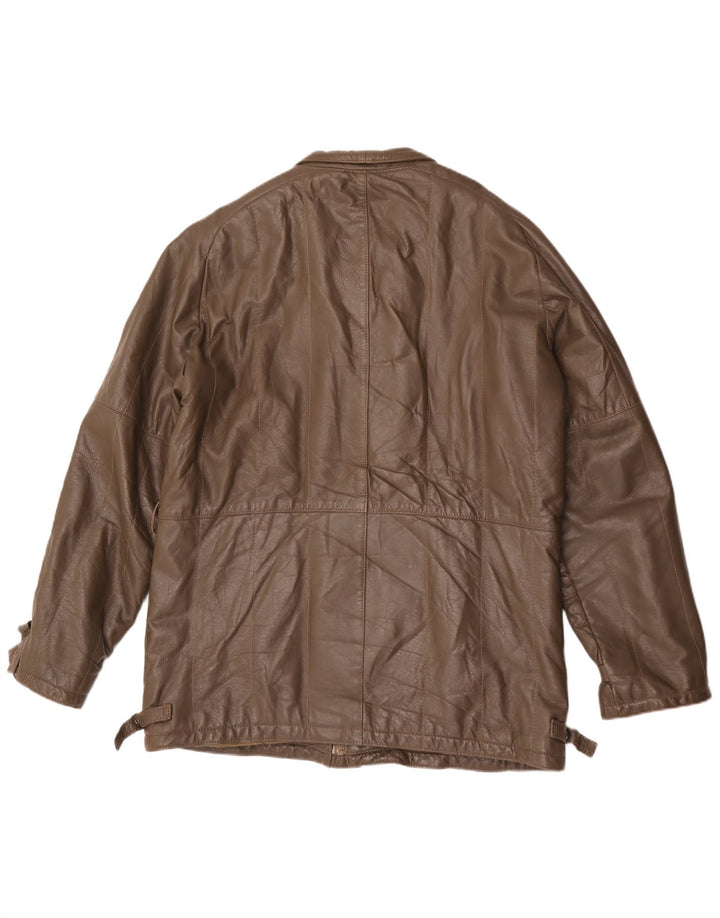 Vintage męska kurtka skórzana IT 54 2XL brązowa