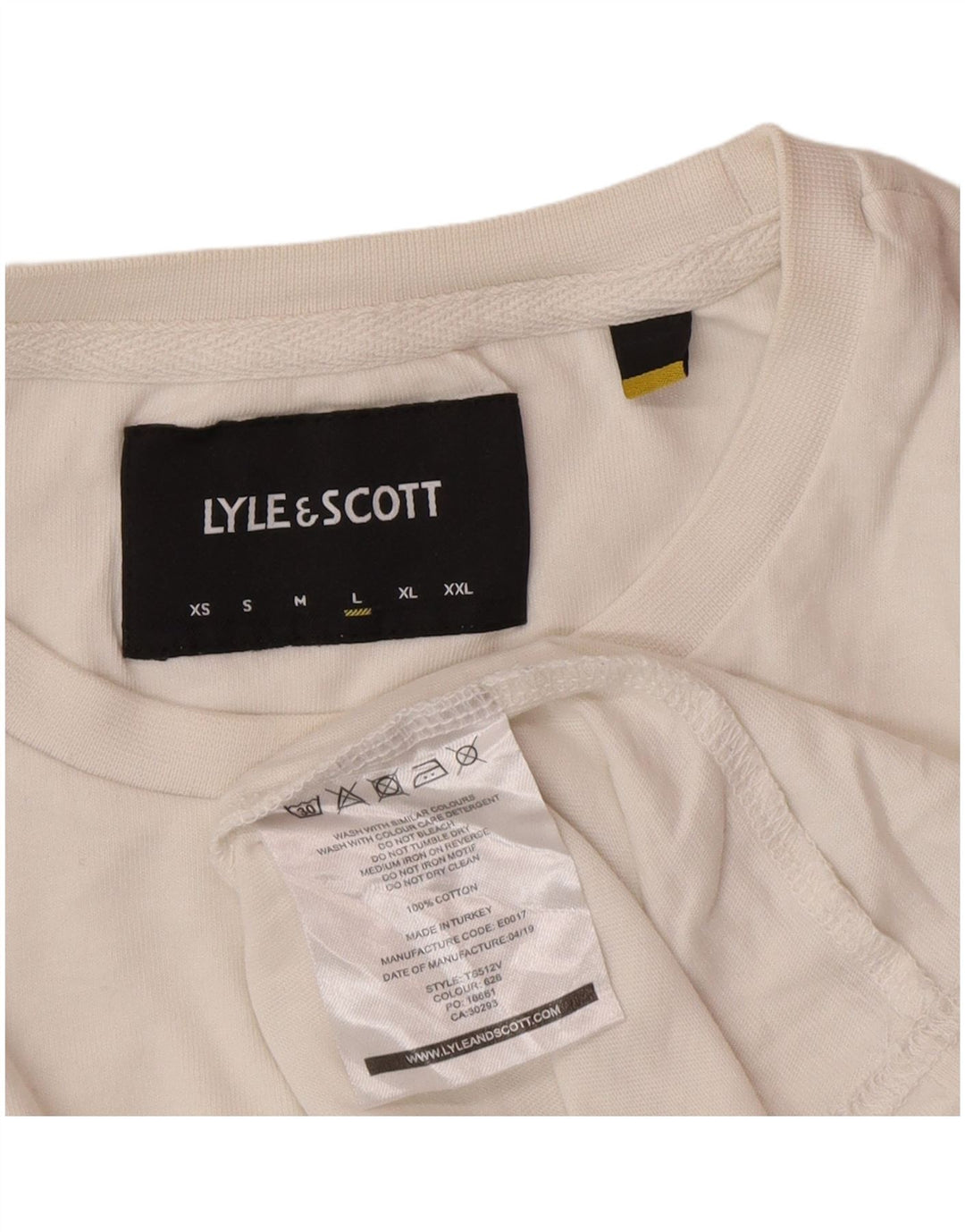 Lyle & Scott Męski top z długim rękawem, duży, biały, bawełniany