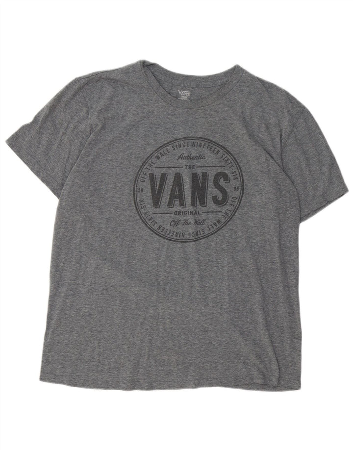 Męski T-shirt z grafiką Vans, duży, szary, bawełniany