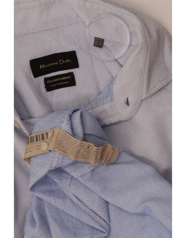 Koszula męska Massimo Dutti 2XL, niebieska, bawełniana w cętki