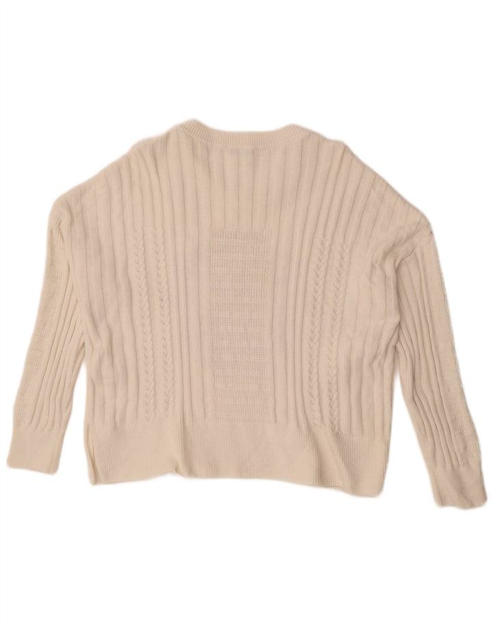 Damski sweter Tommy Hilfiger z graficznym wycięciem pod szyją, UK 14, średni biały